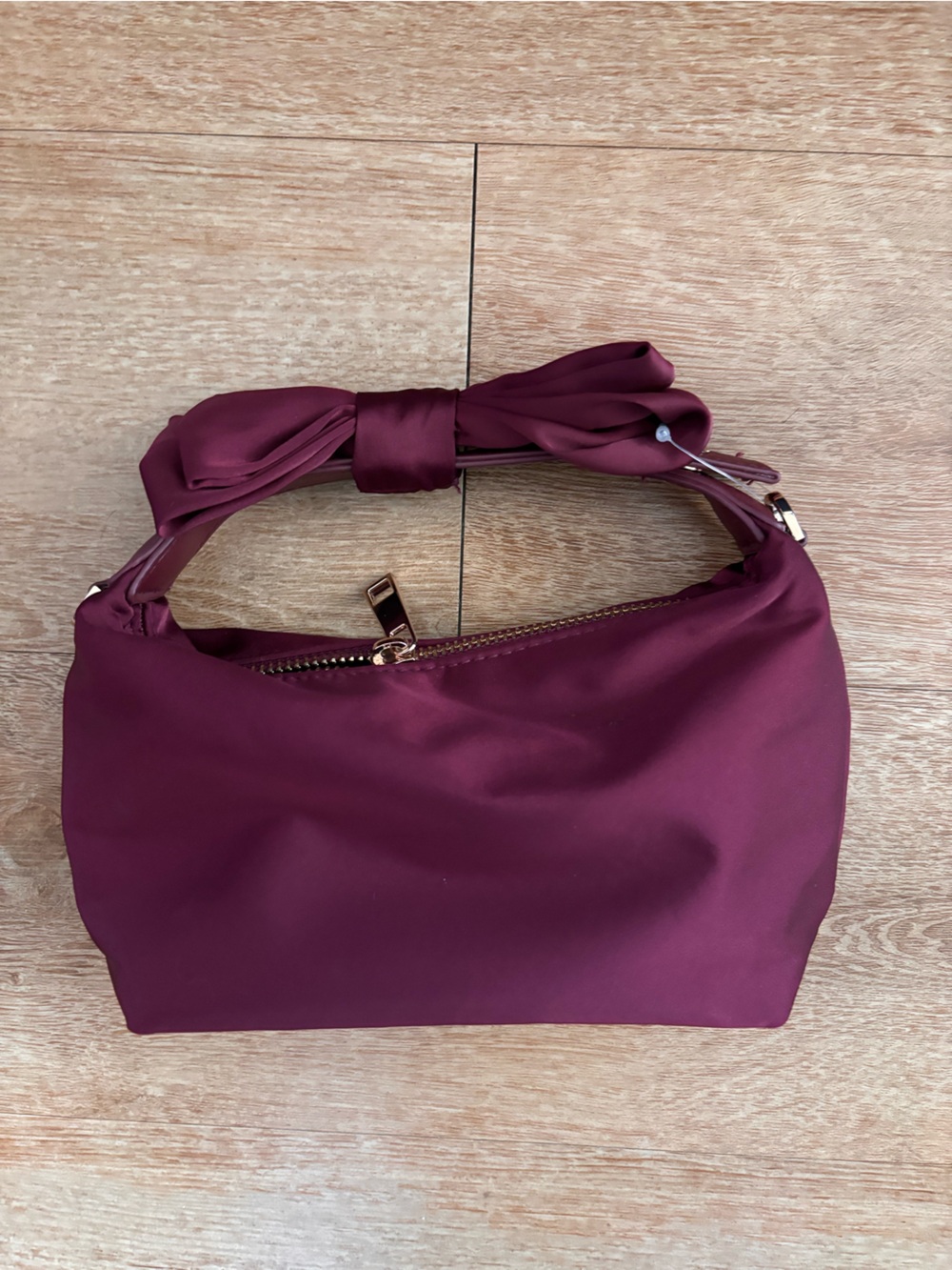 a new day Burgundy Mini Bag with Bow Handle